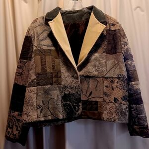 Y2K Tapestry Patchwork Lined Blazer/Jacket...Perfect For Fall Size 1X/2X**